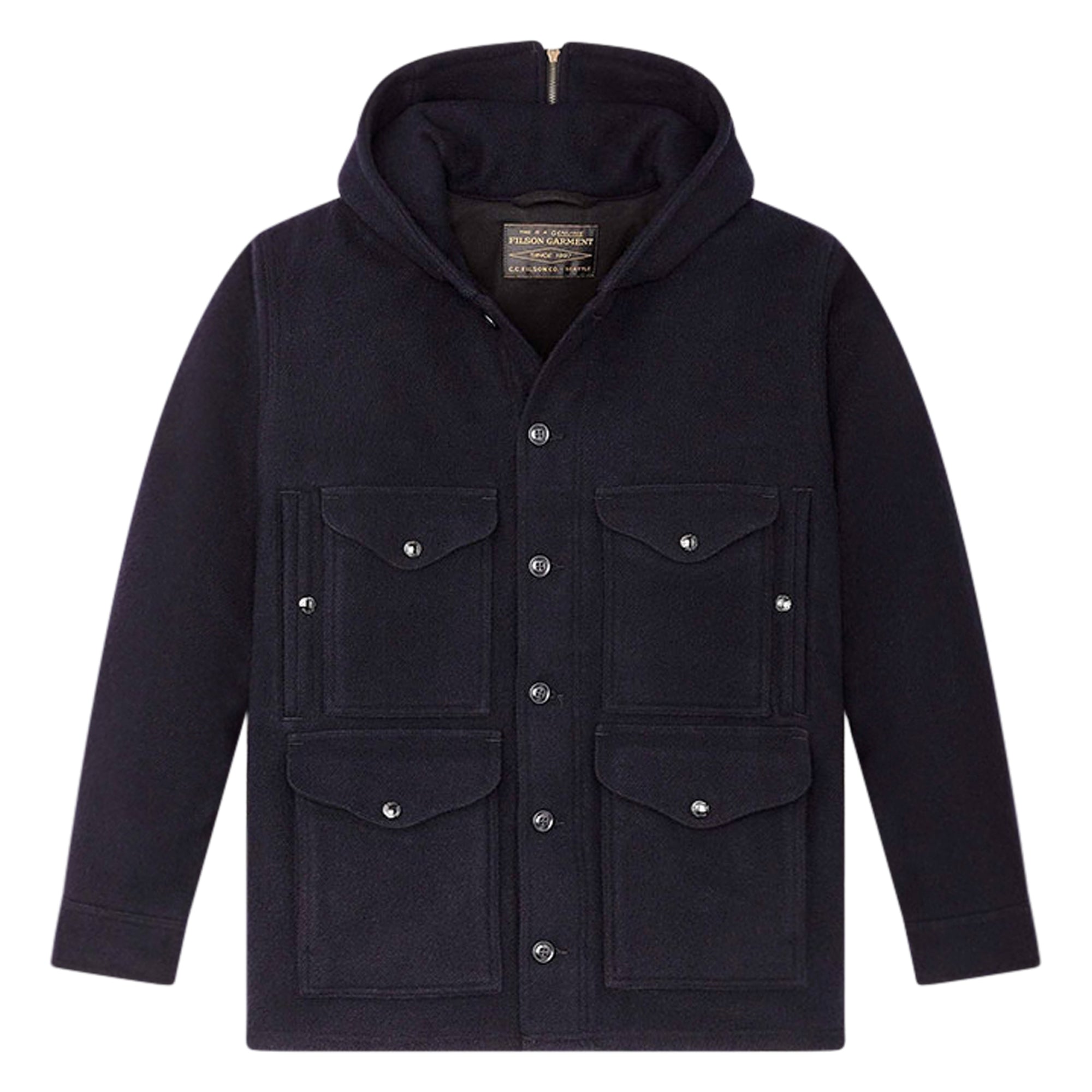 Mackinaw Wool Hooded Jacket Dark Navy