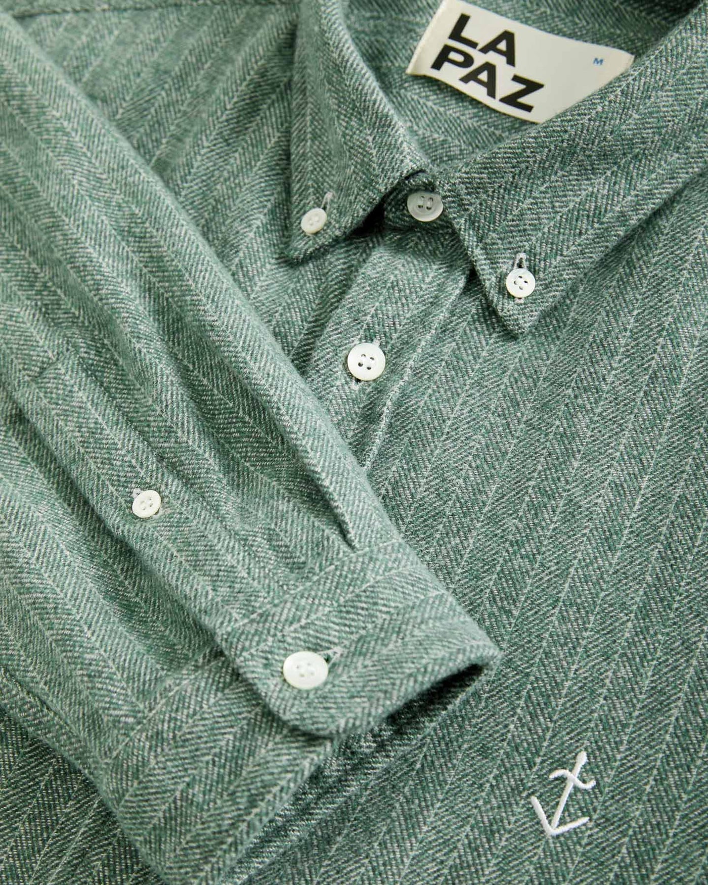 Teles Shirt Green Herringbone