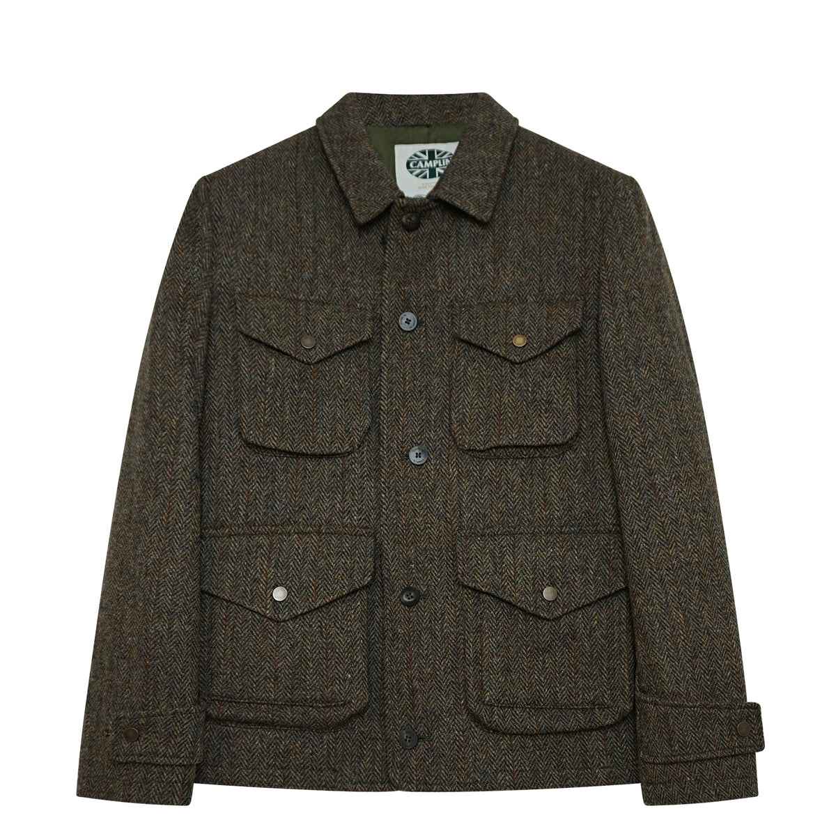 Explorer Coat Wool Green/Brown Harris Tweed
