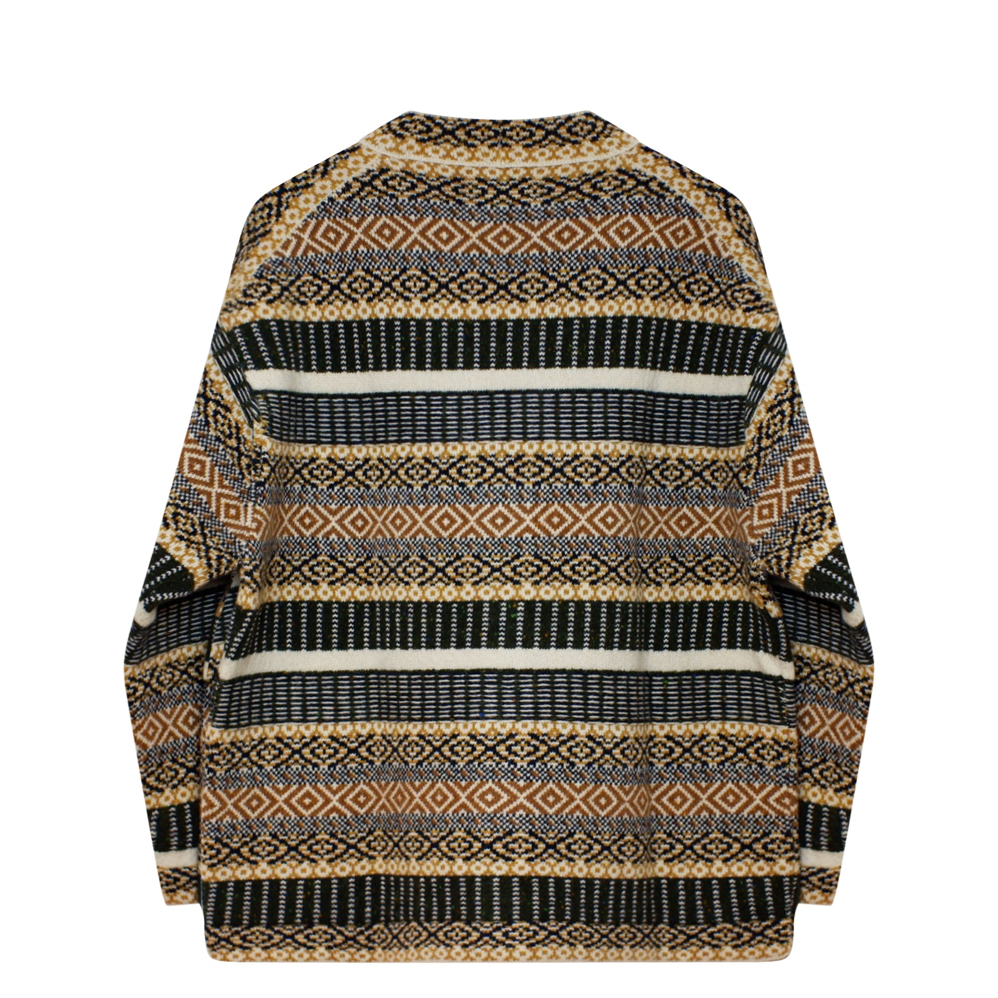 Shawl Collar Cardigan Folk Ocher-Green