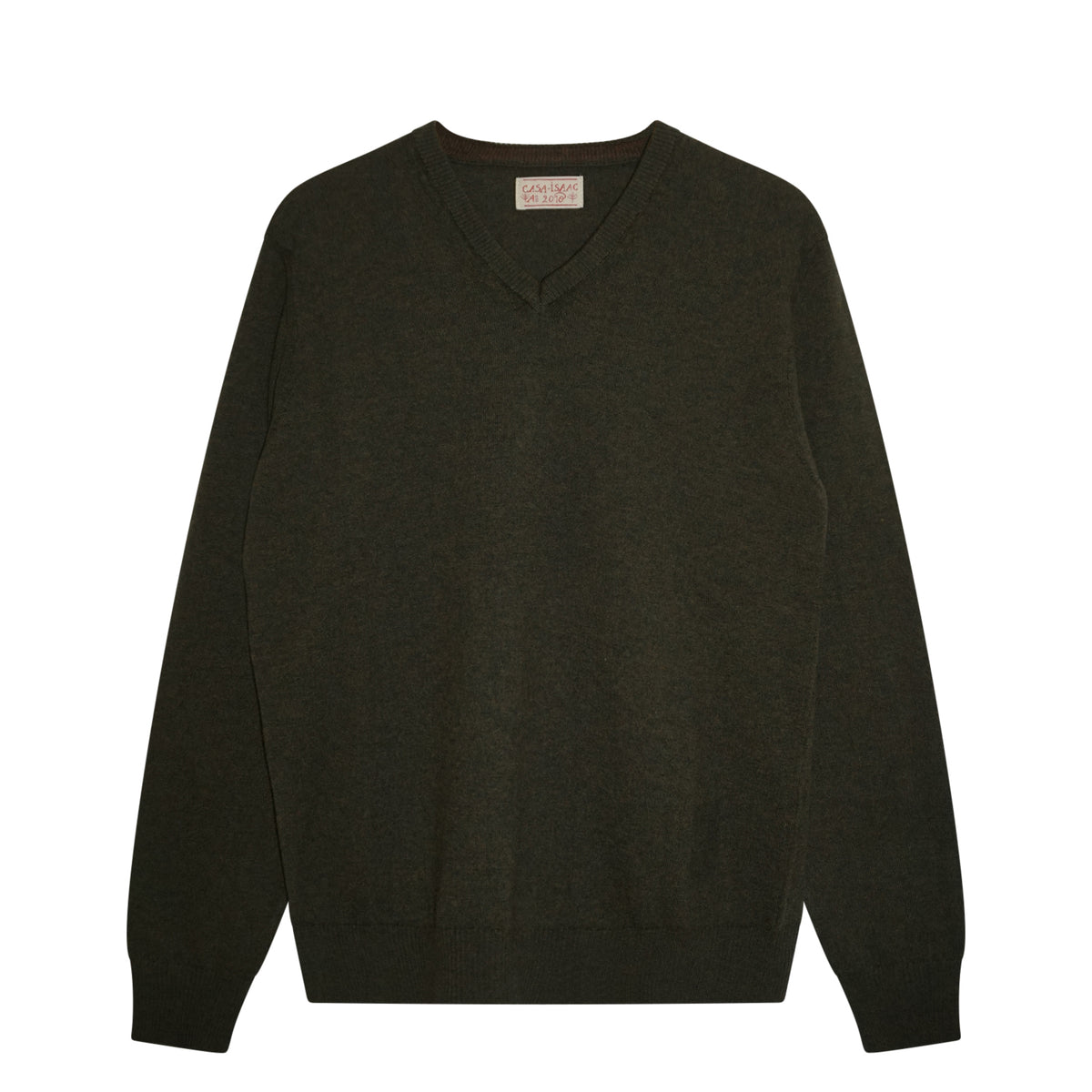 Vneck Green Rust 100% wool