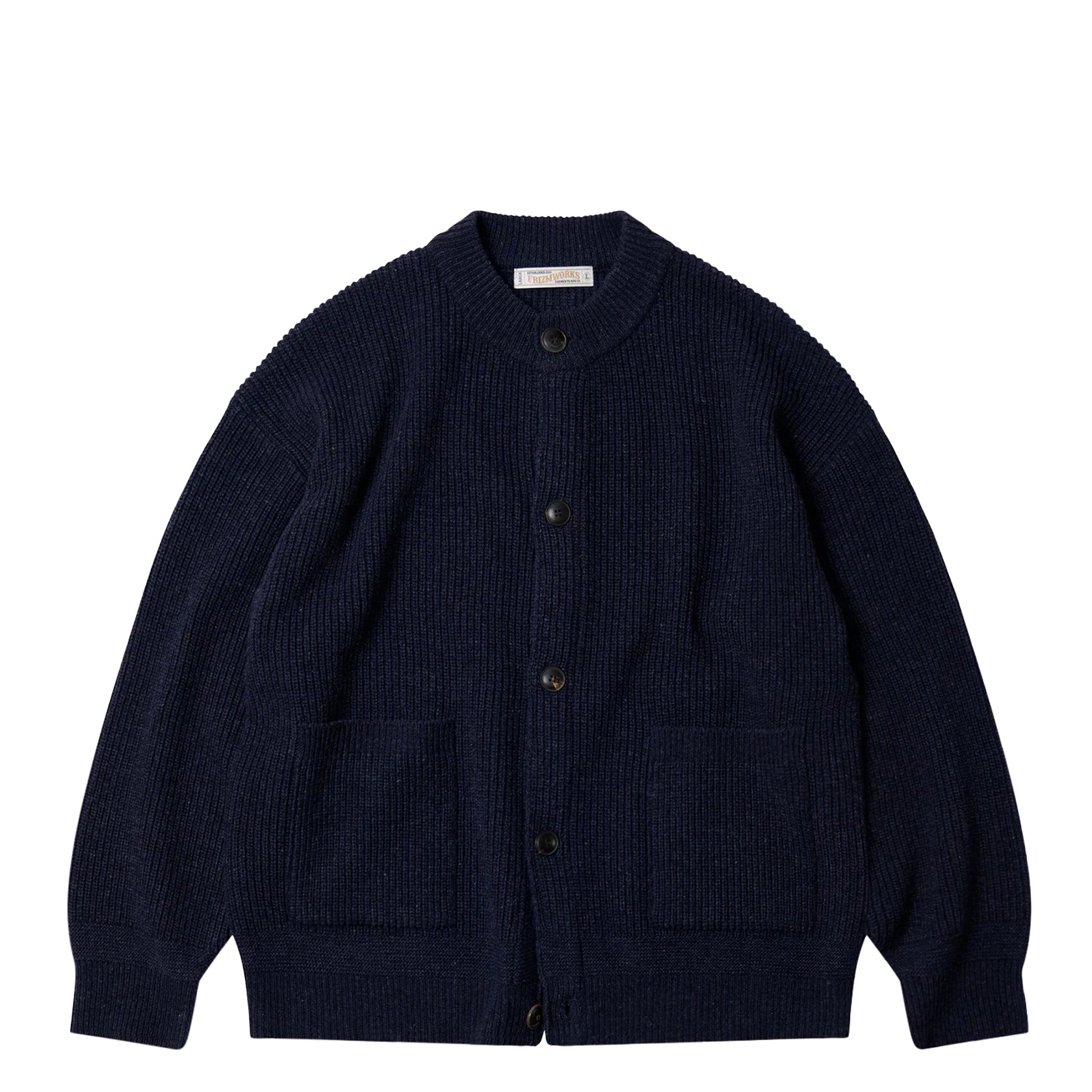 Heavy Wool Round Cardigan Navy