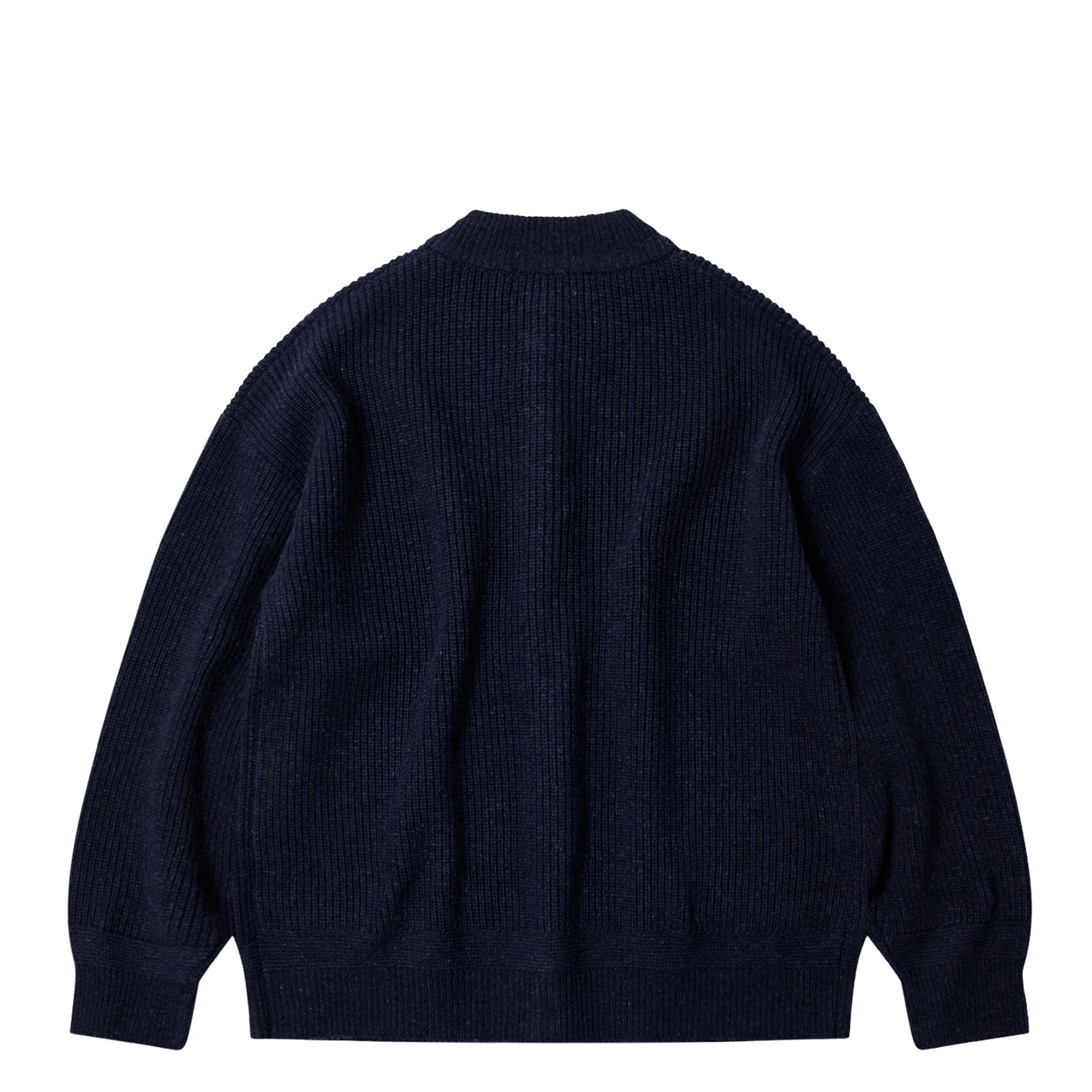 Heavy Wool Round Cardigan Navy
