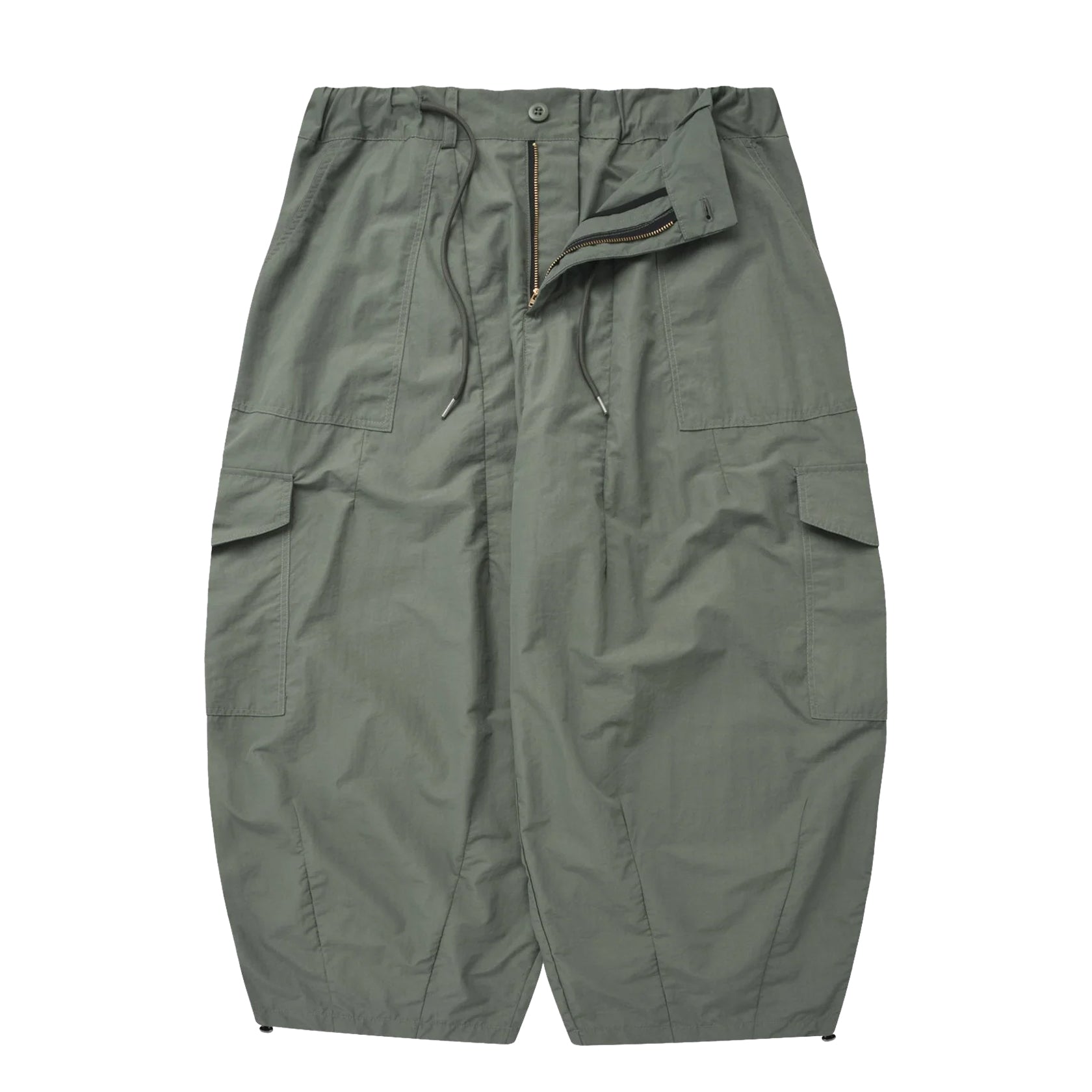 Nylon Cargo Balloon Pants Olive