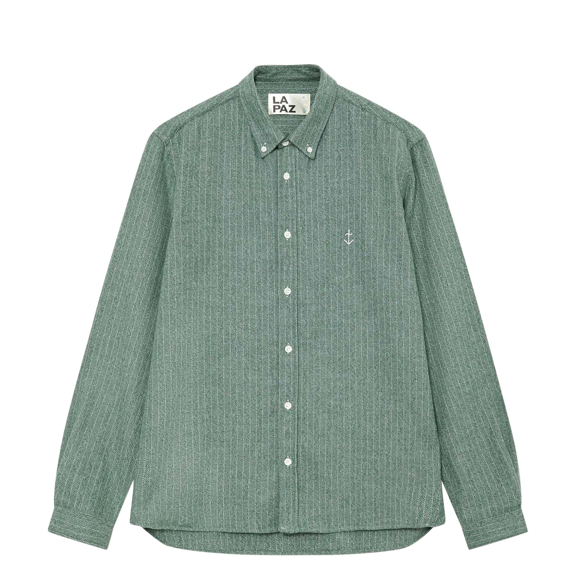 Teles Shirt Green Herringbone