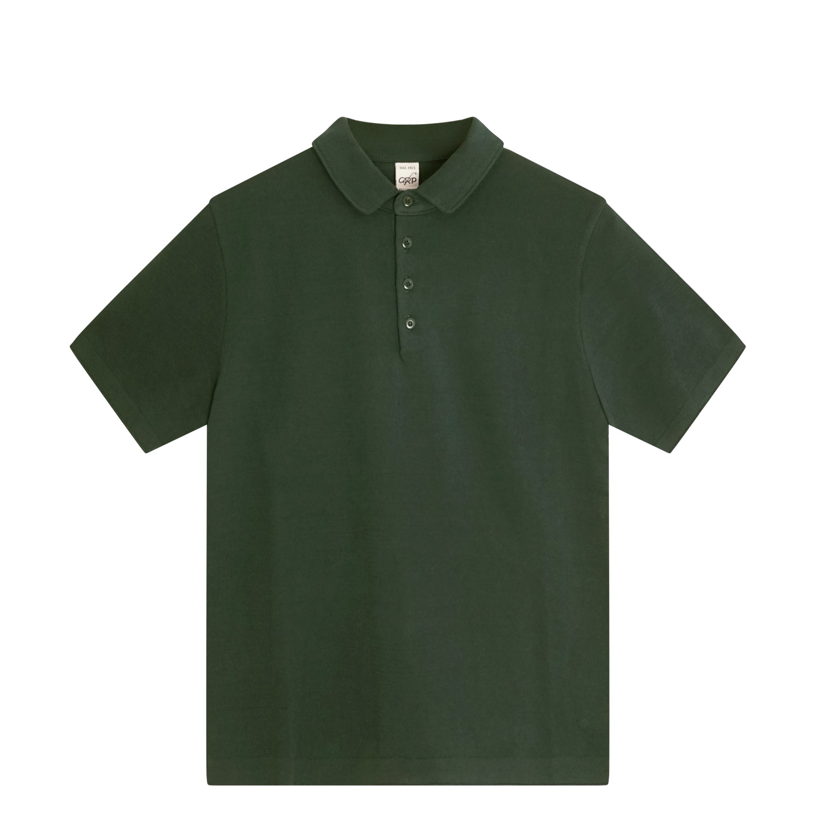4-button short-sleeve polo shirt, dark green