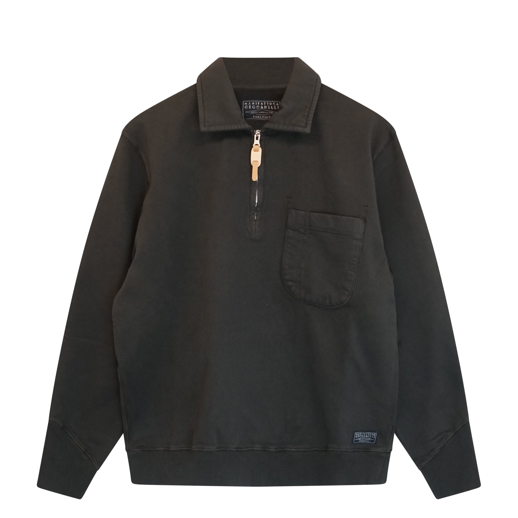 Zip Polo Sweatshirt Charcoal