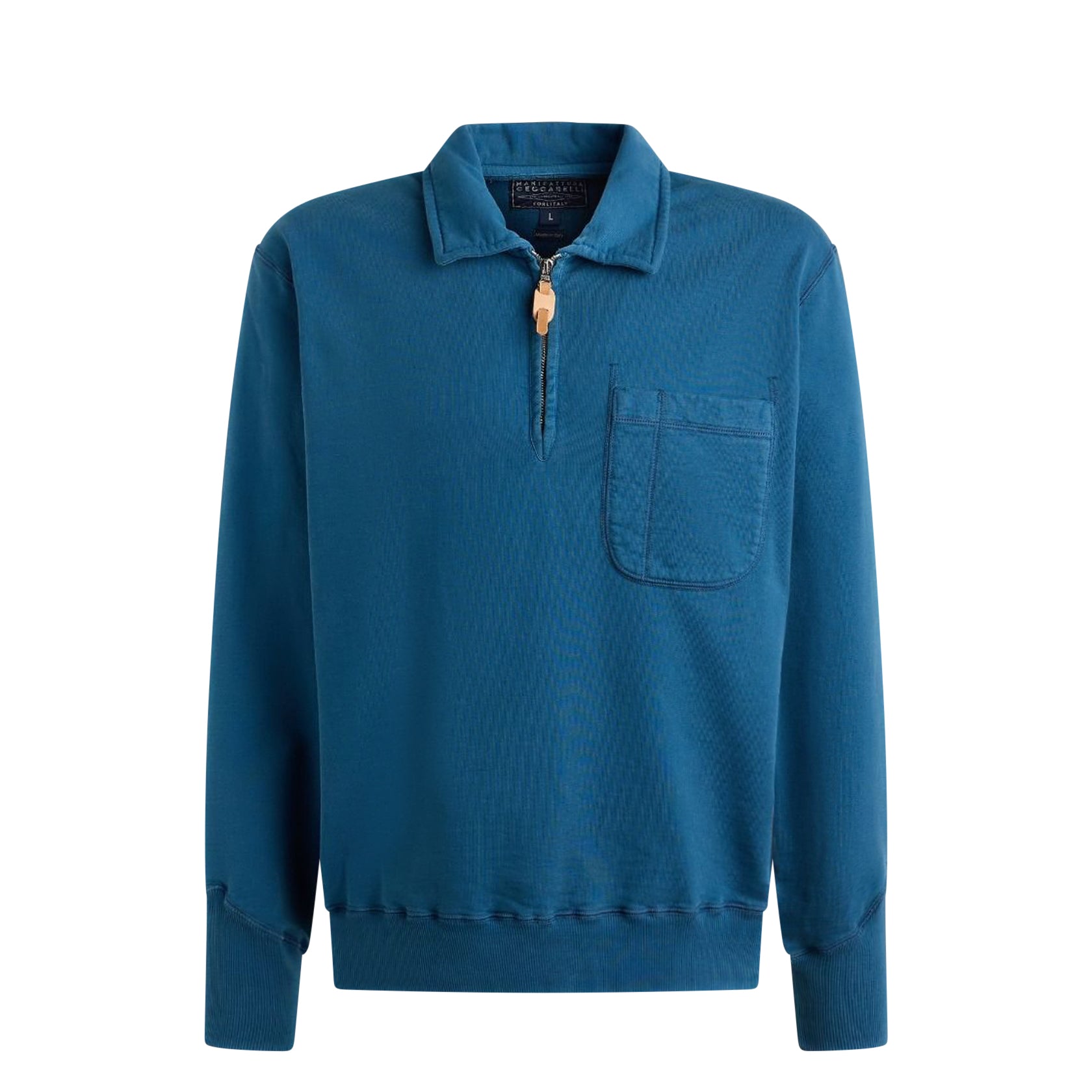 Zip Polo Sweatshirt MidBlue