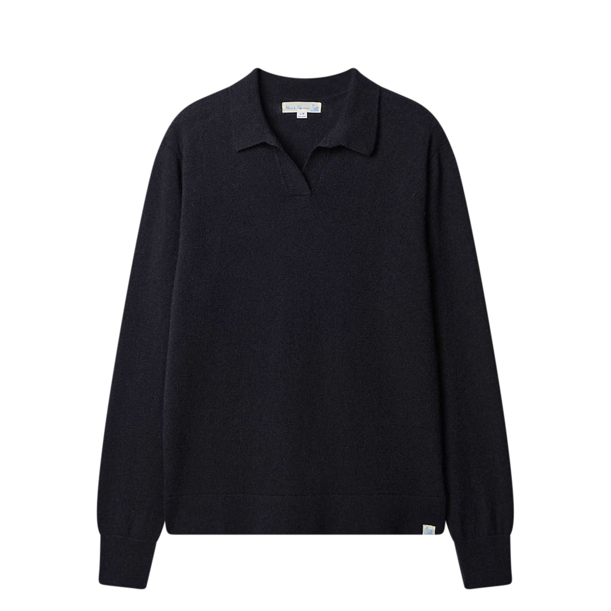 Knitted Polo Shirt Wool Silk Cashmere Relaxed Navy