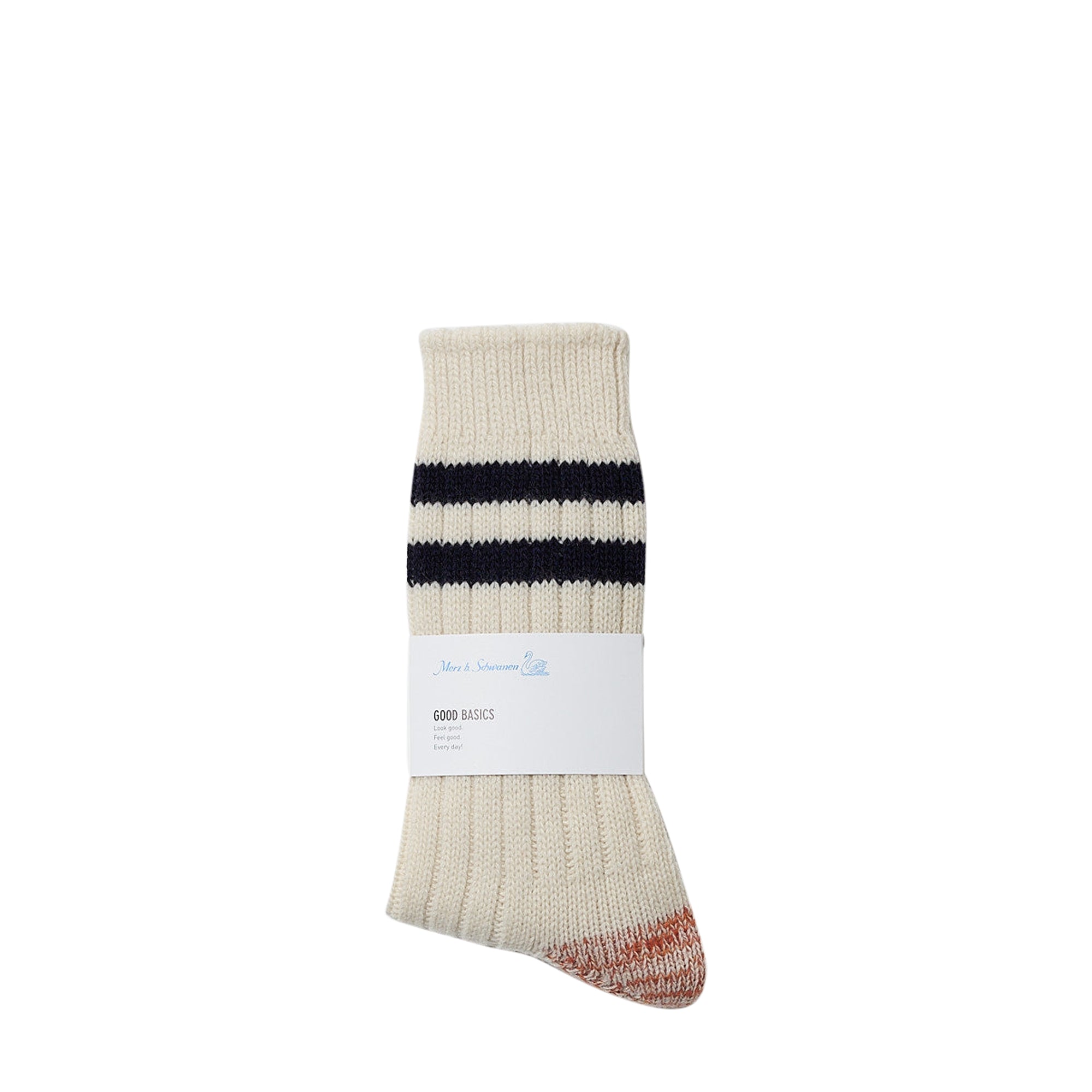 Striped Merino Wool Socks Nature/Ink