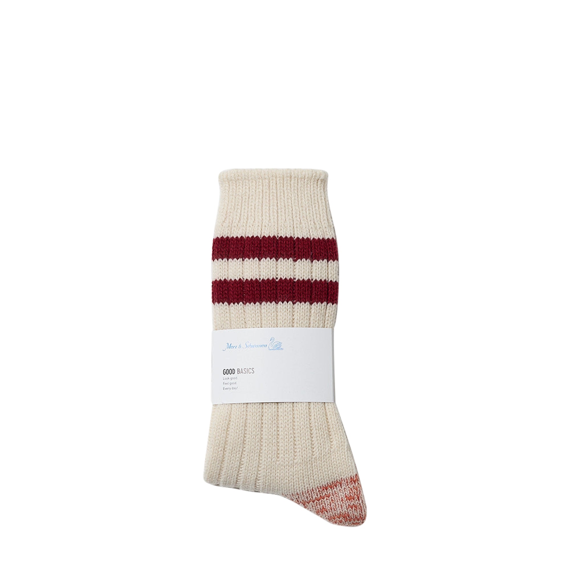 Striped Merino Wool Socks Nature/Red