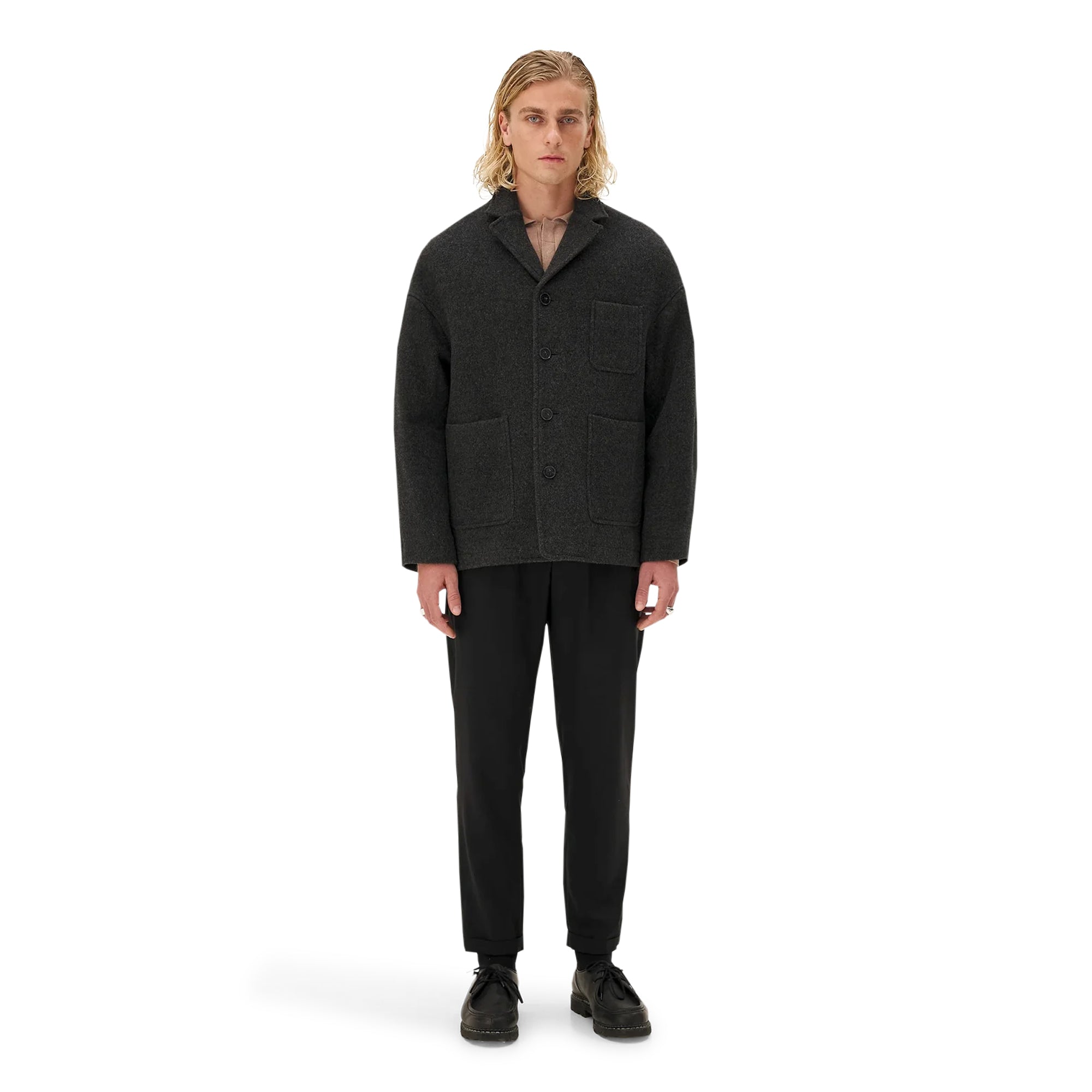 Antwerp Short Wool Coat Anthracite