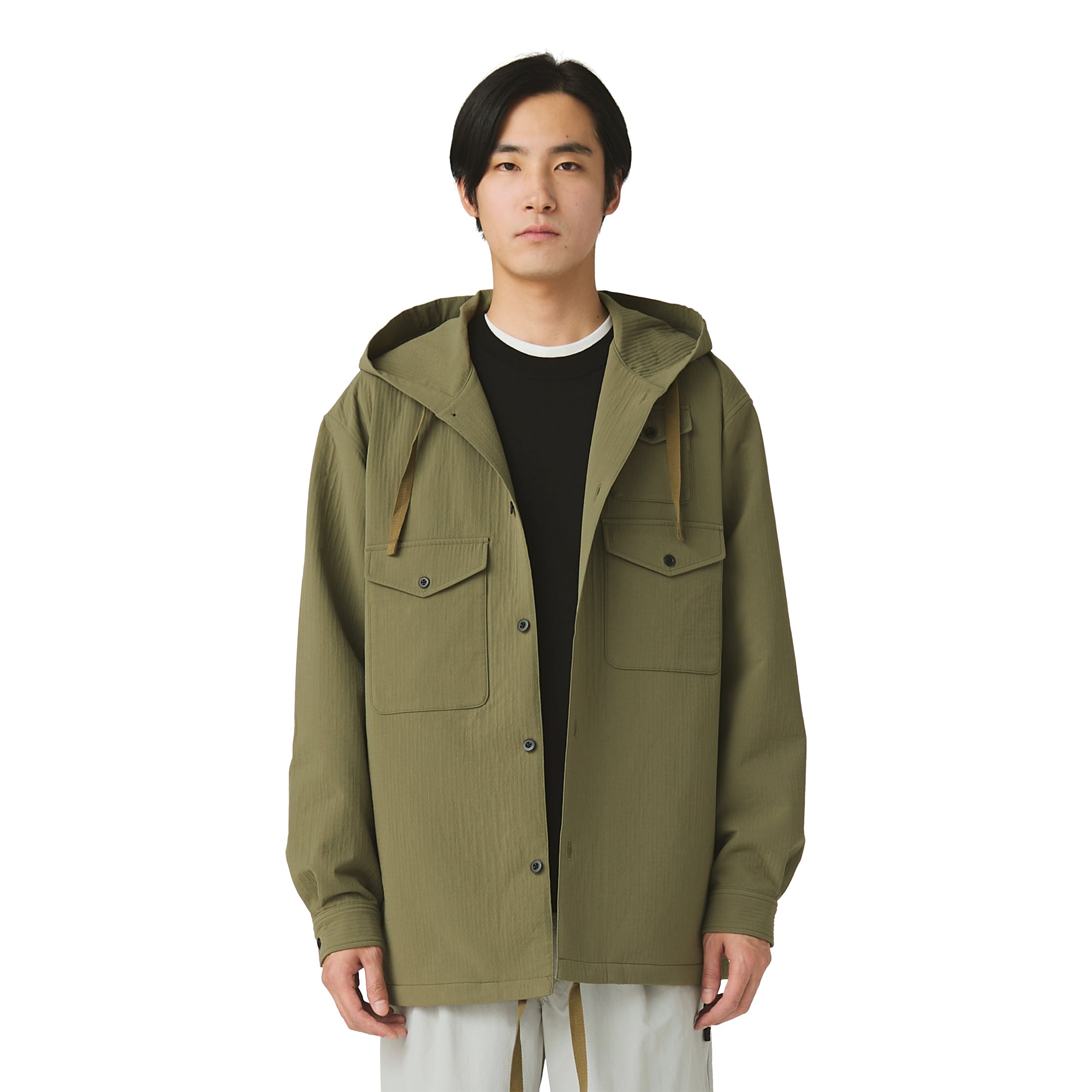 Easy Cloth Hooded Shirt Olive