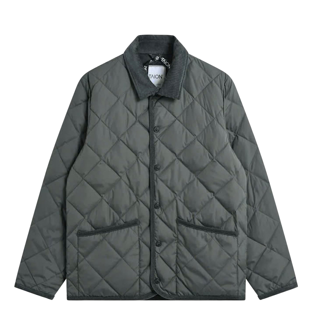 Piping Collared Down Cardigan D.Charcoal