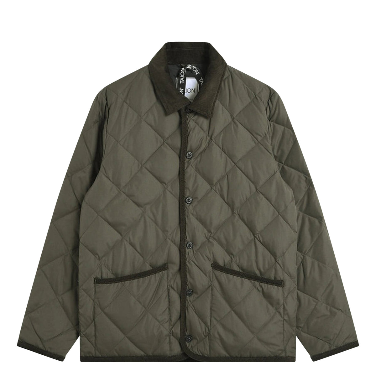 Piping Collared Down Cardigan D.Olive