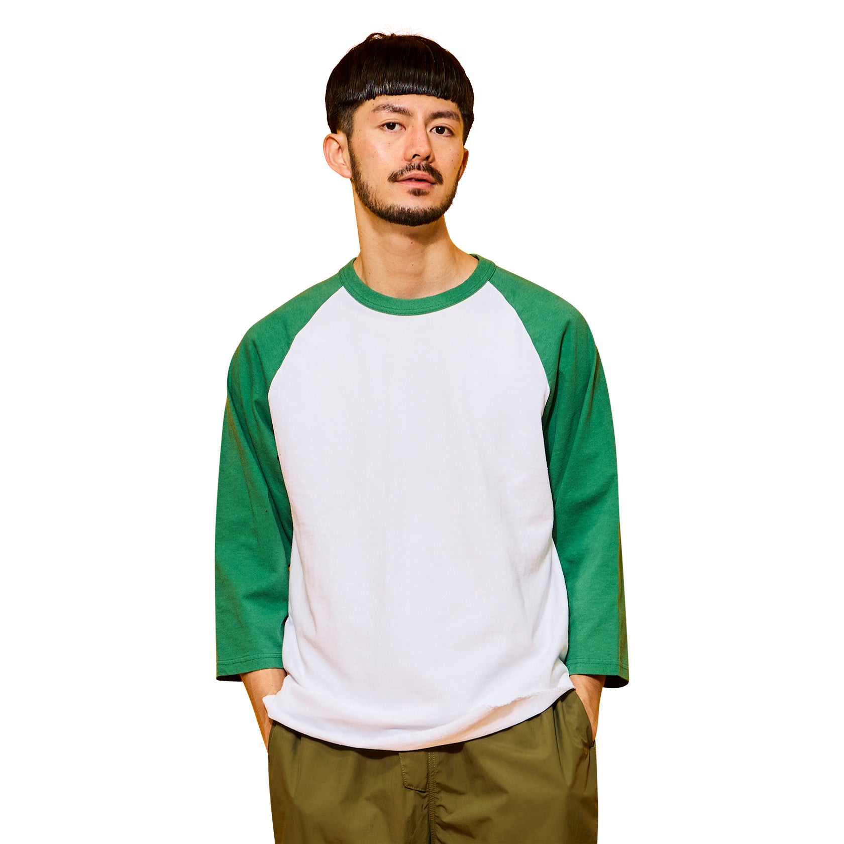 3/4 Baseball Tee 2-Tone White/Grass