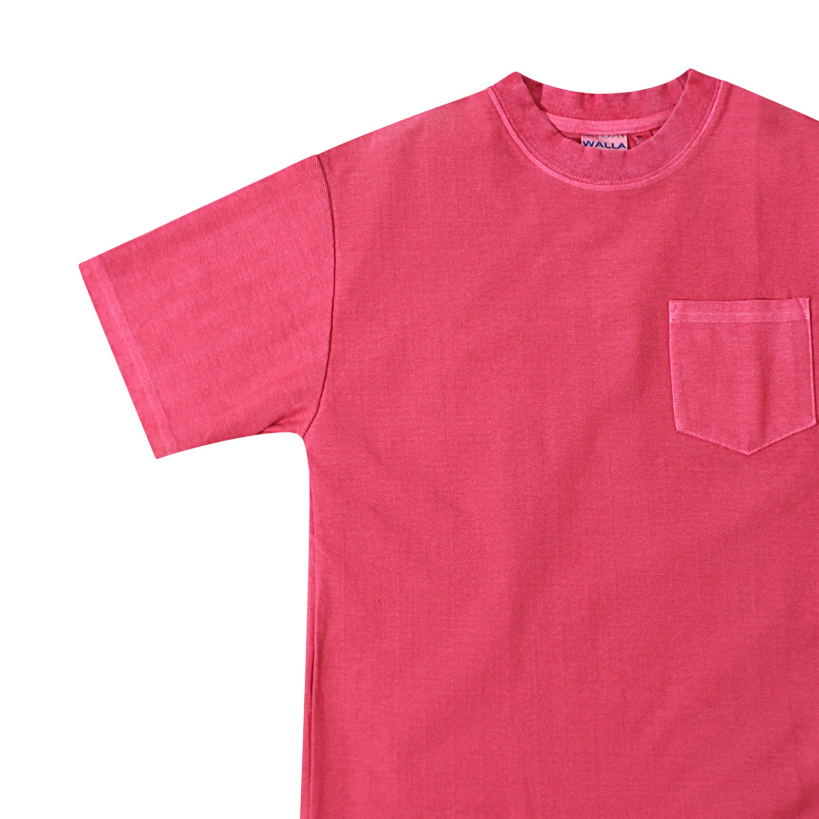 T-shirt a trama spigata con taschino tinta pigmento rossa