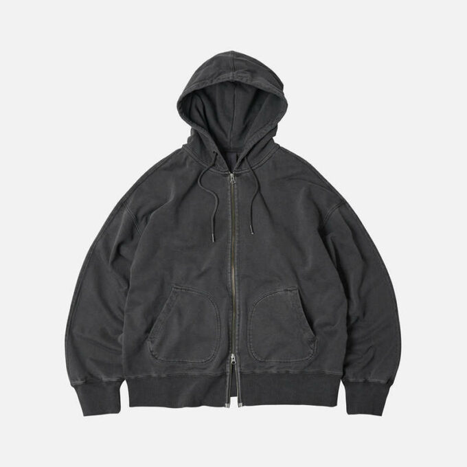 FrizmWORKS OG Pigment Dye Hood Zip in Charcoal