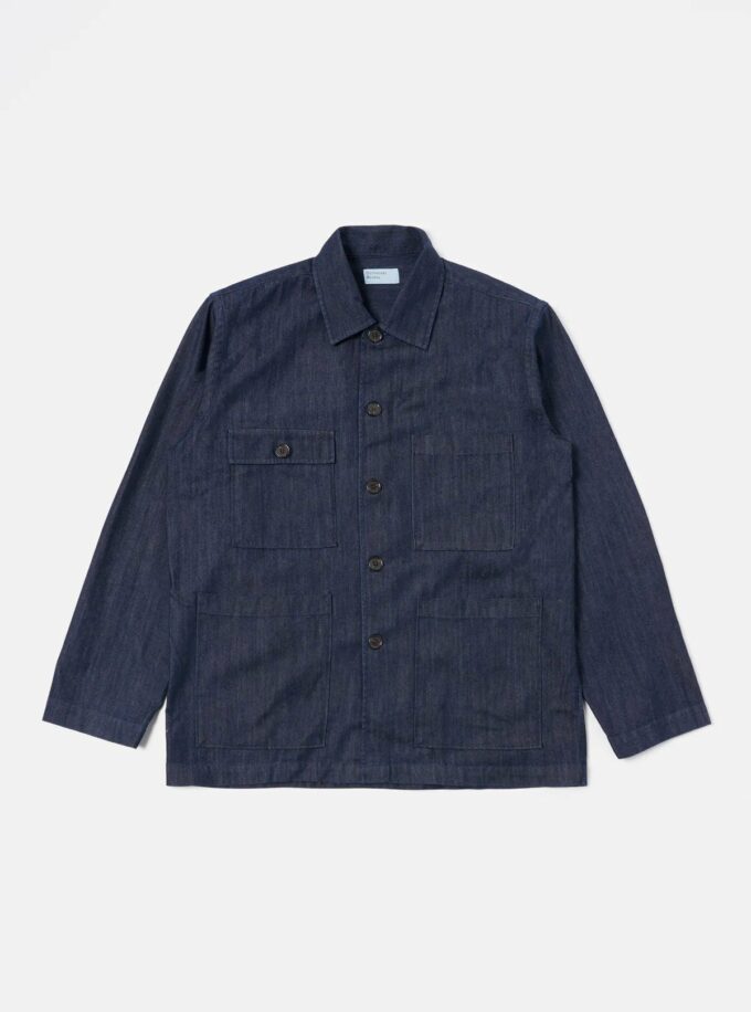 Universal Works Dockside Jacket in Indigo Recycled Mix Denim