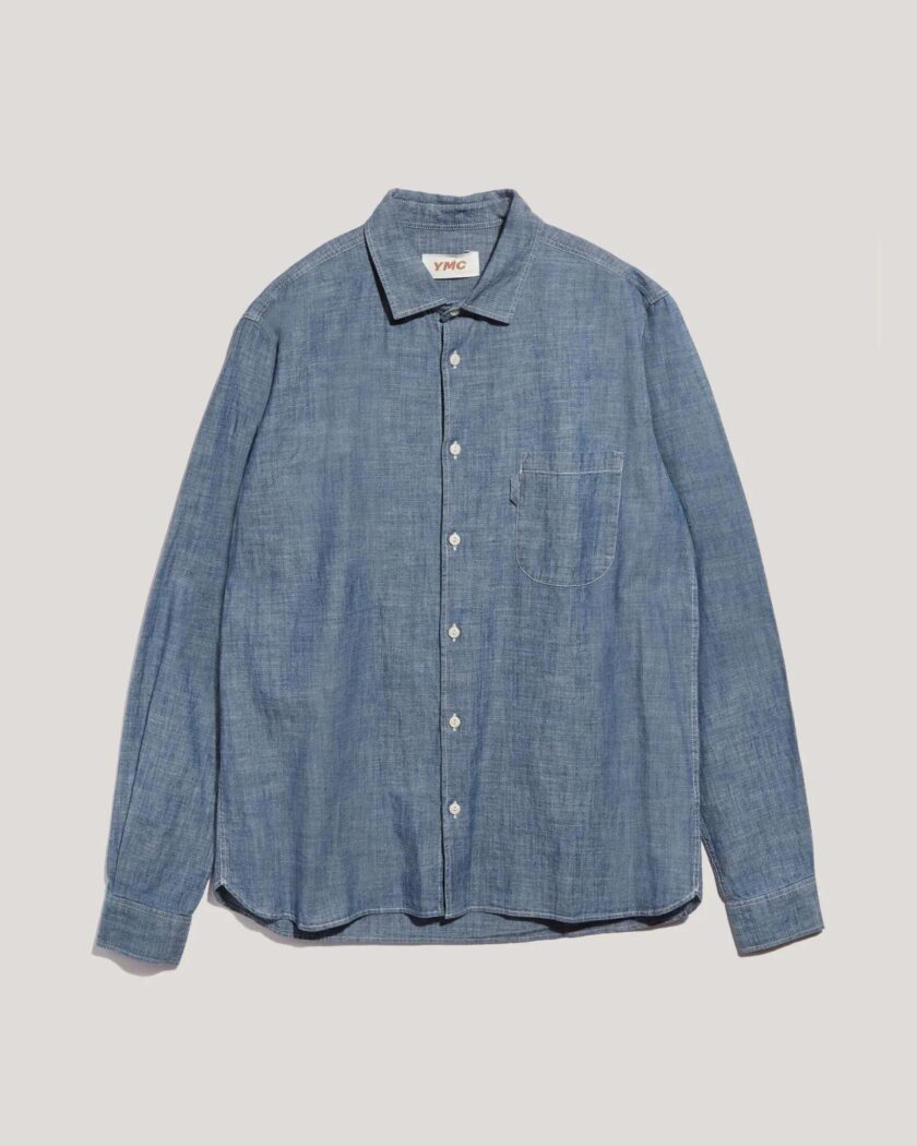 YMC Curtis Shirt Camicie uomo light indigo in Cotone Biologico