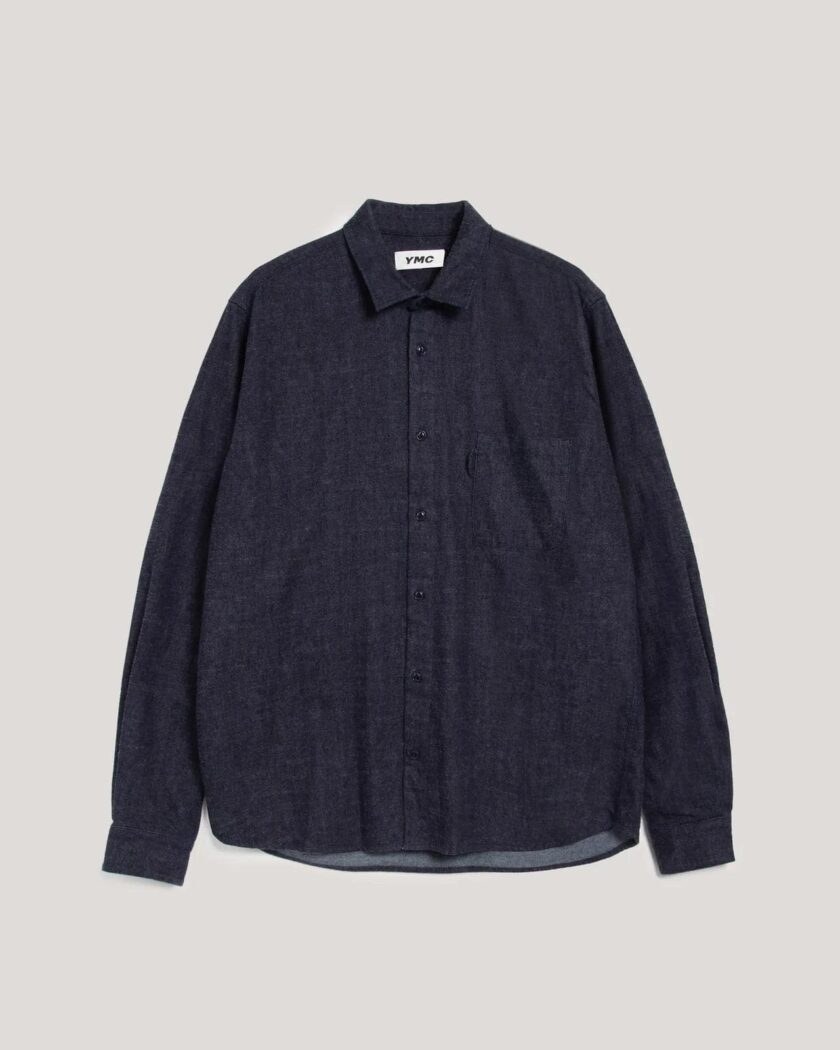 YMC Curtis Shirt Camicie uomo dark indigo in Cotone Biologico