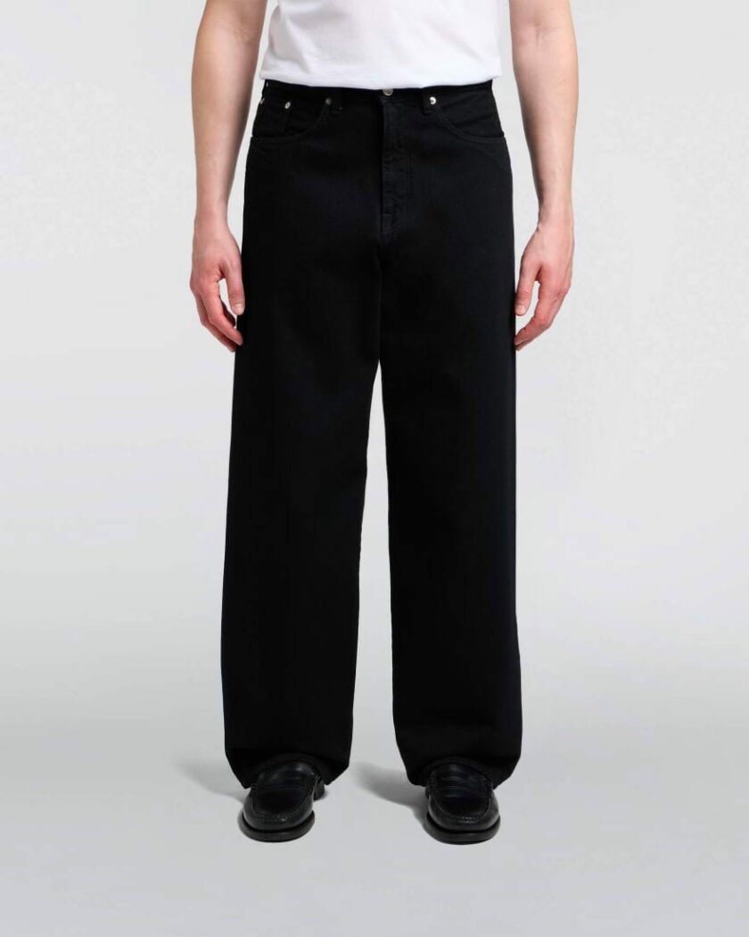 Edwin jeans da uomo in denim giapponese black - unwashed wide pant