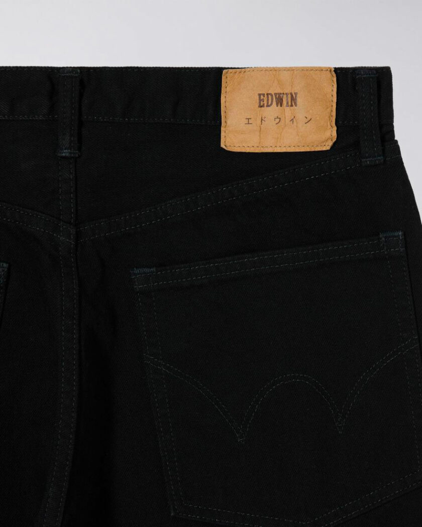 Edwin jeans da uomo in denim giapponese black - unwashed wide pant