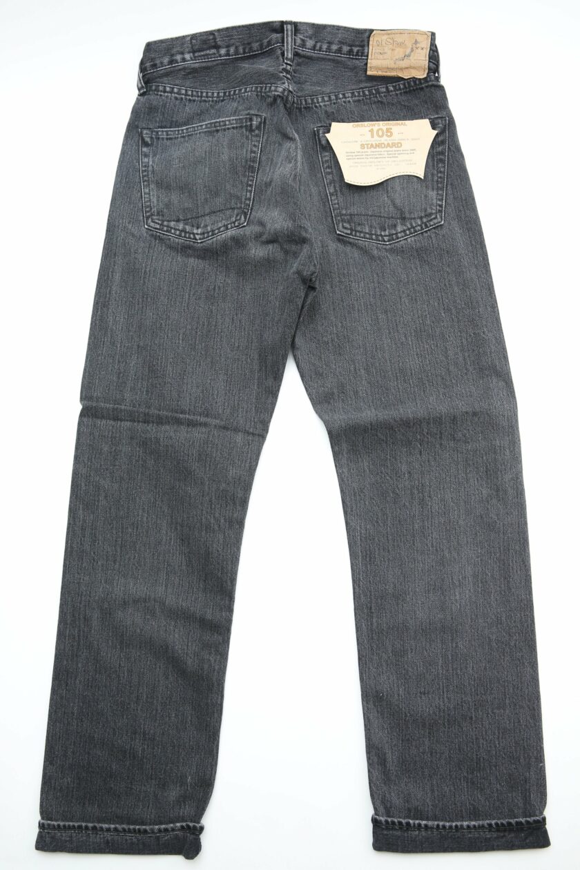 Orslow 105 Black Jeans in Denim Selvedge Giapponese con Lavaggio Stone Wash Nero