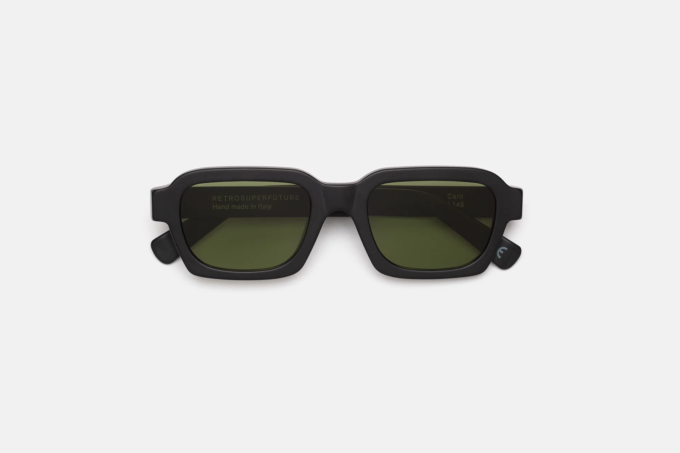 Retrosuperfuture Caro Black Matte Occhiali da Sole con Lenti Zeiss Verdi