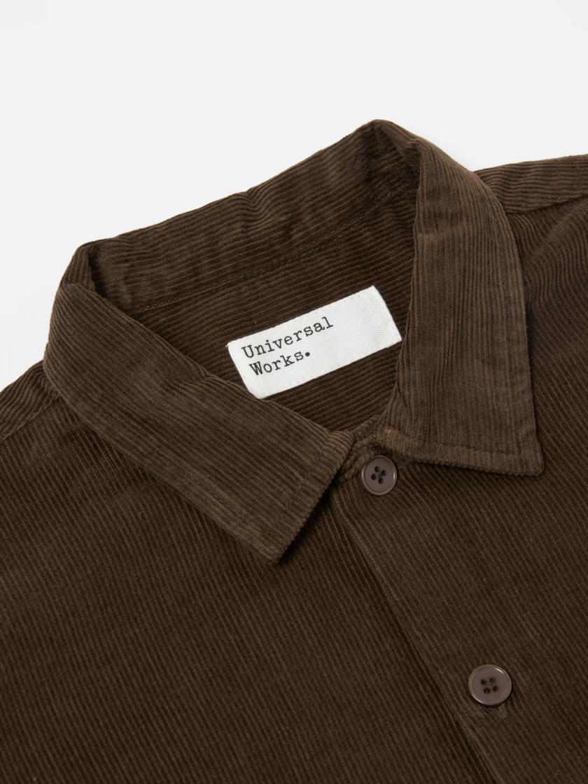 Universal Works Field Shirt Overshirt in velluto a coste larghe Brown