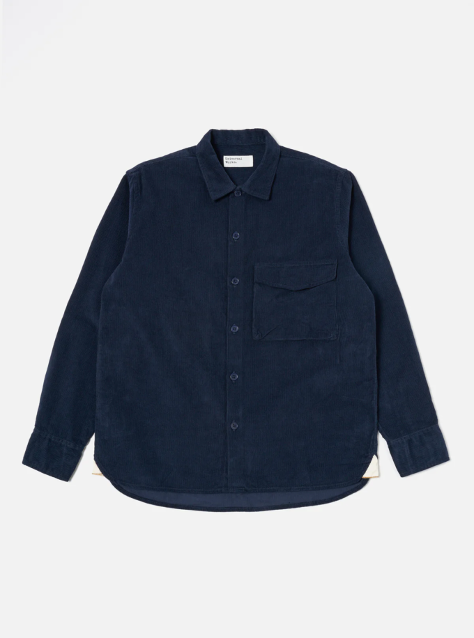 Universal Works Field Shirt Overshirt in velluto a coste larghe Navy