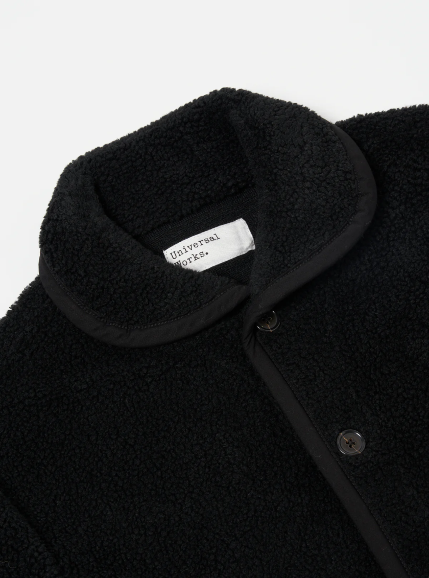 Universal Works Lancaster Jacket Giacca in Mountain Fleece Black