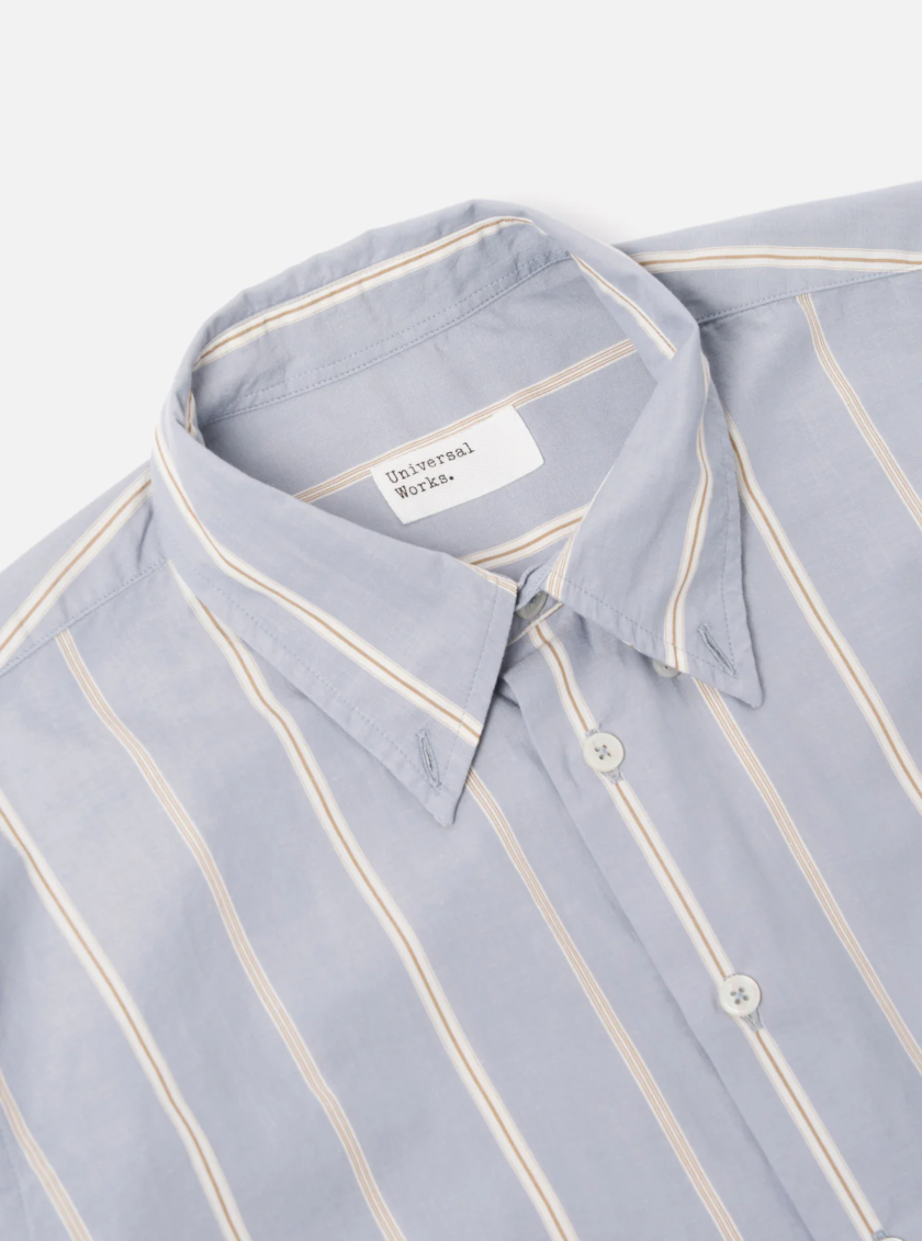 Universal Works Lazy Day Shirt Camicia a righe Blue Sidney Stripe