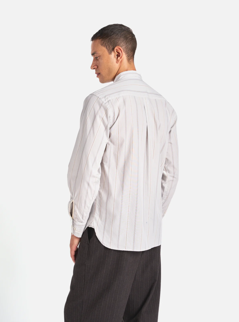 Universal Works Lazy Day Shirt Camicia a righe Ecru Sydney Stripe