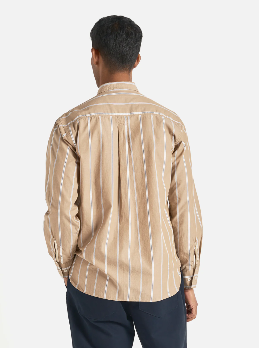 Universal Works Lazy Day Shirt Camicia a righe Sand Sidney Stripe